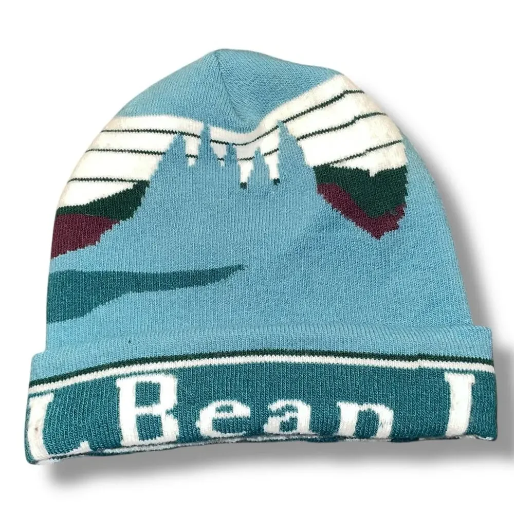 LL Bean Katahdin Beanie Hat Cuffed Adult Skullie Skyline Mountain Ski Snow Retro - Picture 13 of 13